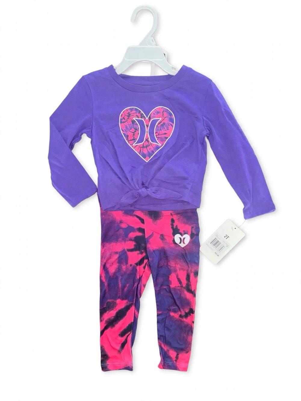Hurley Purple Top with Pink-Purple Tie-Dye Leggings Pajama Set